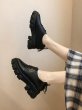 画像5: women's Lace-up platform shoes British loafers slip-ons  レースアップ厚底レザーローファー パンプス バックレースアップリボン (5)