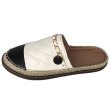 画像2: women's  metal chain round head diamond-shaped flat bottom Baotou half slippers sandals レザーキルティングバイカラーフラットサンダル　スリッパ (2)