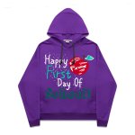画像1:  men's hand-painted doodle apple hooded sweater   round neck hooded sweater ユニセックス男女兼用アップルリンゴプリントフーディーパーカー　トレーナー (1)