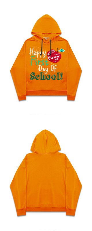 画像7:  men's hand-painted doodle apple hooded sweater   round neck hooded sweater ユニセックス男女兼用アップルリンゴプリントフーディーパーカー　トレーナー (7)