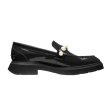 画像1: women's leather pearl patent leather pumps loafers slip-ons  パテントレザーエナメル厚底パール付きローファーパンプス　 (1)