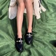 画像6: women's leather pearl patent leather pumps loafers slip-ons  パテントレザーエナメル厚底パール付きローファーパンプス　 (6)