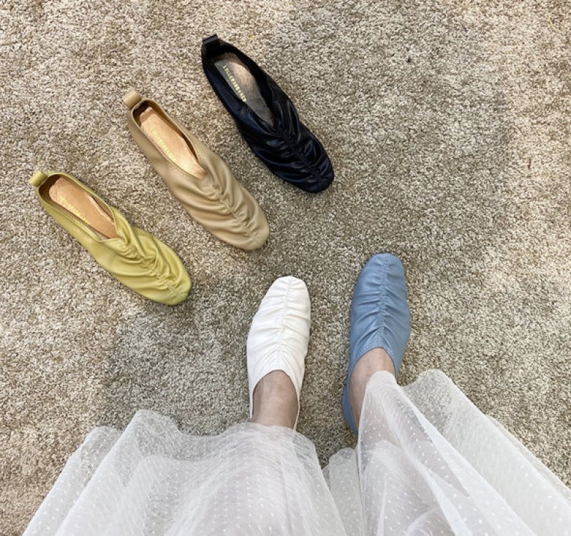 画像5: women's soft leather foot  flat beanie casual shoes slip-ons  フラットビーニーバレーシューズパンプス　 (5)