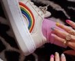 画像7:  women's Canvas sneakers with platform rainbow Low cut sneakers 厚底レインボー付きキャンバススニーカー キャンバスローカットスニーカースニーカー (7)