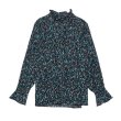 画像6: Women's Flower Print Trumpet Sleeve Fold Collar Shirt Loose Floral Shirtフラワープリントトランペットスリーブ折り襟シャツルーズフローラルシャツ (6)