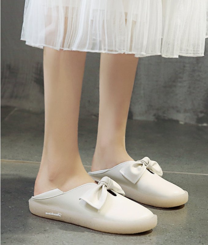 画像6: women's soft leather  flat bow soft sole shoes slip-ons  フラットボウソフトソールパンプス バレーシューズ サンダル (6)
