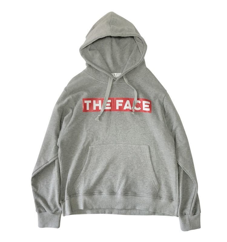 画像4:  men's oversize  round neck hooded sweater men and womenユニセックス男女兼用レッドボックスTHE FACEロゴプリントフーディーパーカー トレーナー (4)