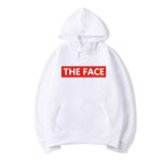 画像3:  men's oversize  round neck hooded sweater men and womenユニセックス男女兼用レッドボックスTHE FACEロゴプリントフーディーパーカー　トレーナー (3)