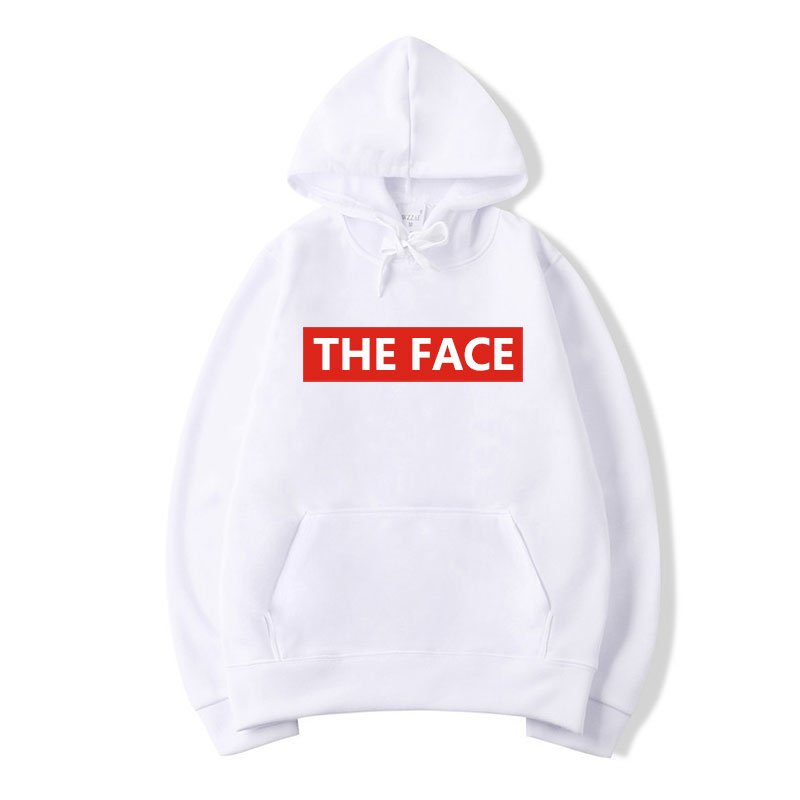 画像3:  men's oversize  round neck hooded sweater men and womenユニセックス男女兼用レッドボックスTHE FACEロゴプリントフーディーパーカー トレーナー (3)