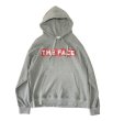 画像1:  men's oversize  round neck hooded sweater men and womenユニセックス男女兼用レッドボックスTHE FACEロゴプリントフーディーパーカー　トレーナー (1)