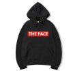 画像2:  men's oversize  round neck hooded sweater men and womenユニセックス男女兼用レッドボックスTHE FACEロゴプリントフーディーパーカー　トレーナー (2)