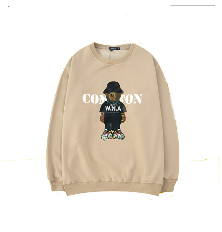 画像2:  men's men and women loose long sleeve sweater bear print round neck  sweatshirtユニセックス男女兼用クマベアープリントプルオーバ ートレーナー (2)