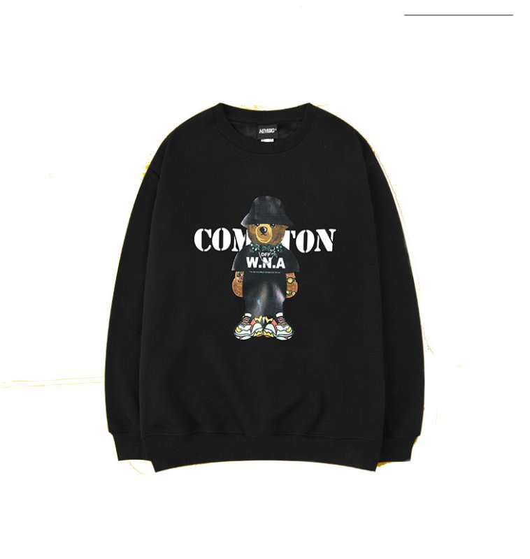 画像3:  men's men and women loose long sleeve sweater bear print round neck  sweatshirtユニセックス男女兼用クマベアープリントプルオーバ ートレーナー (3)