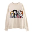 画像1: Women's Comic Jacquard Round Neck Wool Sweater pullover　コミックジャカードラウンドネックウールセーターオーバーサイズセーター プルオーバー (1)