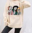 画像2: Women's Comic Jacquard Round Neck Wool Sweater pullover　コミックジャカードラウンドネックウールセーターオーバーサイズセーター プルオーバー (2)