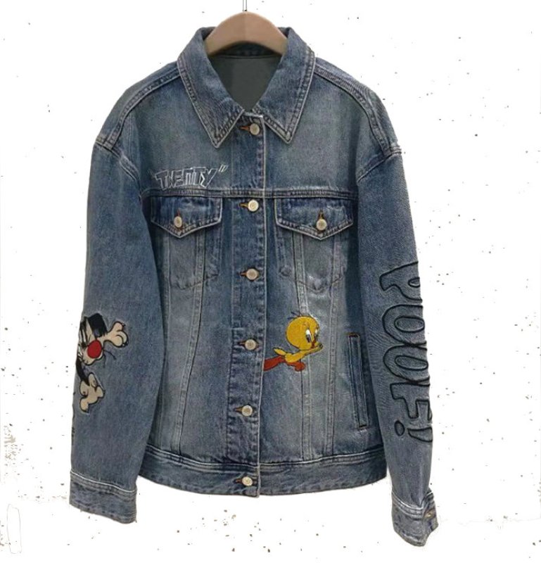 looney tunes ヴィンテージ ディズニー デニムジャケット gジャン ルーニーテューンズ デニムジャケット Gジャン - メルカリ