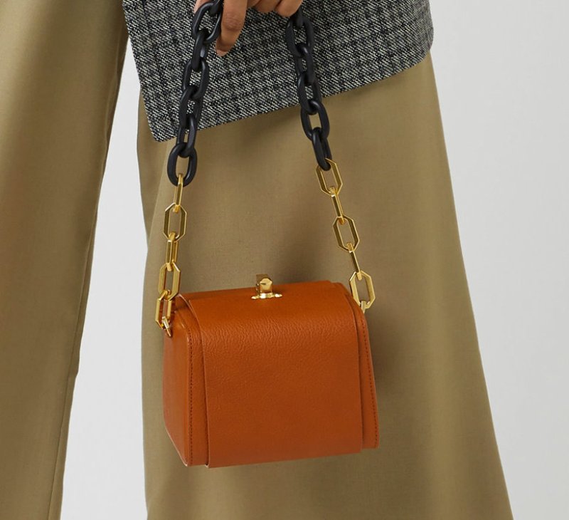 画像4: Woman’s simple chain square box  mini  shoulder  messenger bag　シンプルチェーンスクエアボックスショルダートートハンドバッグ (4)