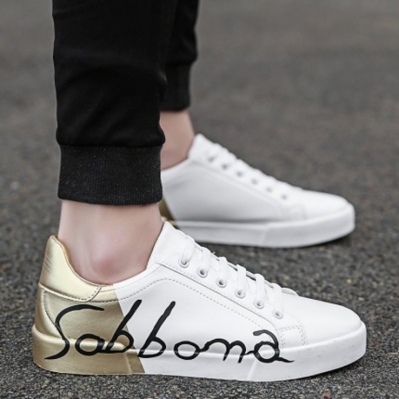 画像5: men's  men and women  Graphic letter logo paint lace-up  Sneakers shoes  ユニセックス男女兼用 レースアップグラフィックレターロゴペイントレザースニーカー (5)