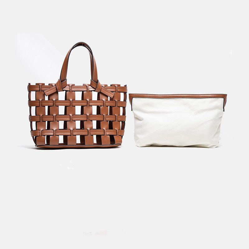 画像7: Woman’snew style pouch woven mesh tote bag cage canvas detachable inner bag vegetable basket bag handbag　メッシュトートバッグケージバスケットバッグ　 (7)