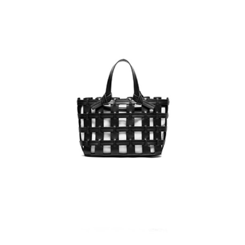 画像5: Woman’snew style pouch woven mesh tote bag cage canvas detachable inner bag vegetable basket bag handbag　メッシュトートバッグケージバスケットバッグ　 (5)