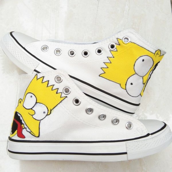 画像2: men's  high cut lace-up Simpson shoes Sneakers shoes ユニセックス男女兼用 ハイカットレースアップハイトップシンプソンスニーカー (2)