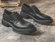 画像2: Men's single leather Oxford Wing tip  business dress shoes レザーレースアップウイングチップローファー スリッポンシューズ　 (2)