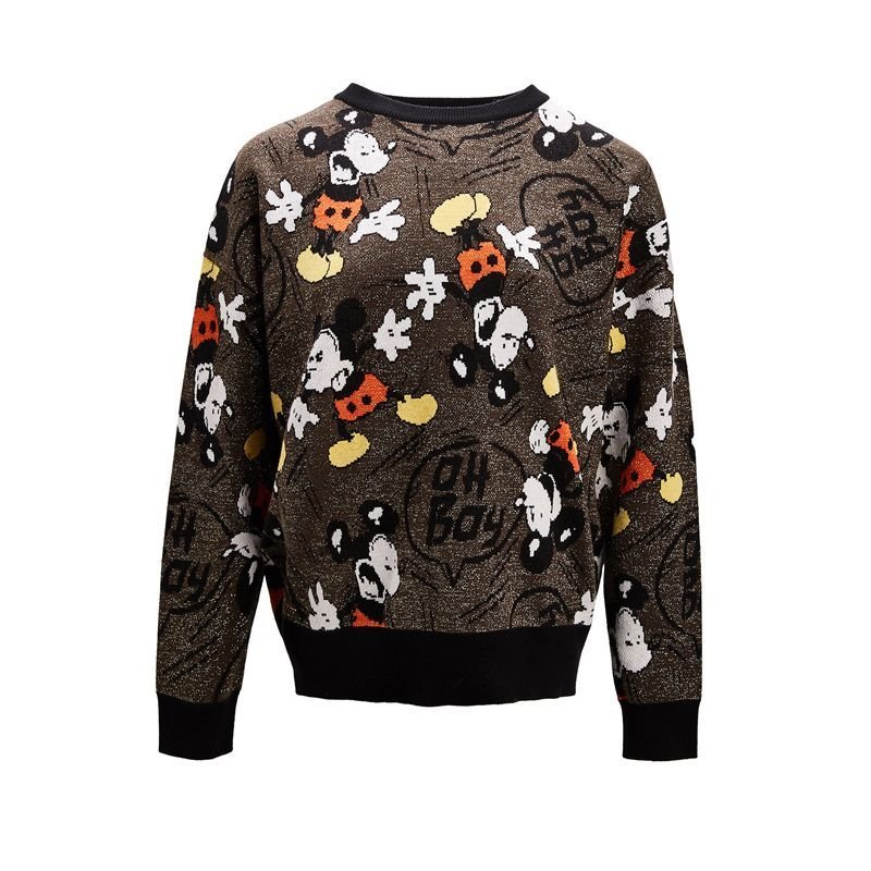 画像2: Women's Mickey Mouse pattern printed sweater  Jacket  ミッキーマウスパターンプリントセーター (2)