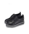 画像4:  women's Thick bottom espadrille lace-up leather loafers sneakers  厚底エスパドリーユレースアップレザーローファー スニーカー (4)