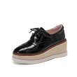 画像1:  women'sPatent leather espadrille lace-up leather loafers sneakers　本革パテント　エナメルレザー厚底エスパドリーユレースアップレザーローファー スニーカー (1)