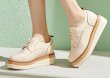 画像7:  women's Thick bottom espadrille lace-up leather loafers sneakers  厚底エスパドリーユレースアップレザーローファー スニーカー (7)