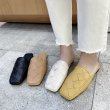 画像4: women's woven square head deep mouth wear slippers Muller shoesシンプルフラットメッシュハーフサンダルパンプス　ミュール (4)