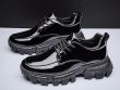 画像3: Men's Platform leather lace-up shoes loafers  厚底プラットホームレザーレースアップローファー スリッポンシューズ　 (3)