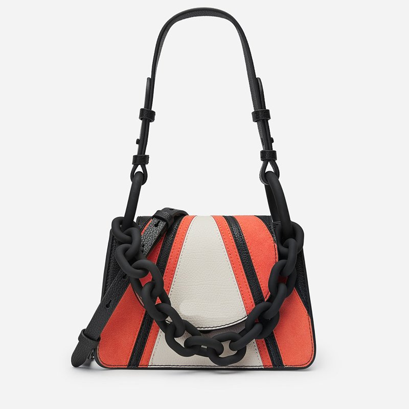 画像2: Woman’s chain ring decoration flip hand ladle shoulder lipstick package handbag　フリップハンドレードルショルダー口紅バッグトート ショルダークロスボディーハンドバック　斜め掛け (2)