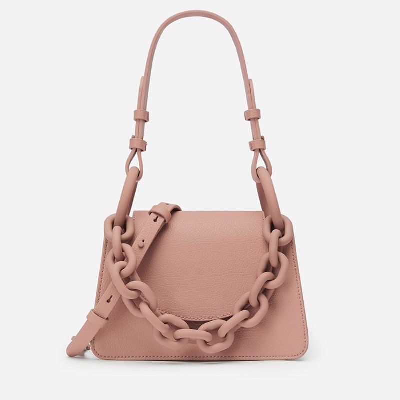 画像1: Woman’s chain ring decoration flip hand ladle shoulder lipstick package handbag　フリップハンドレードルショルダー口紅バッグトート ショルダークロスボディーハンドバック　斜め掛け (1)