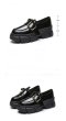 画像4:  women's Platform buckle belt enamel shoes  パテント エナメルレザー厚底バックルレースアップローファー スニーカー (4)