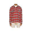 画像3:  men's Red and Blue Plaid Henry Collar Long Sleeve Plaid Shirtユニセックス男女兼用チェック柄ヘンリーカラー長袖チェック柄シャツ (3)