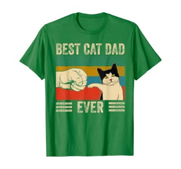 画像1: Mens Vintage Best Cat Dad Ever Bump Fit T-Shir  メンズヴィンテージベストキャットTシャツユニセックス　男女兼用 (1)