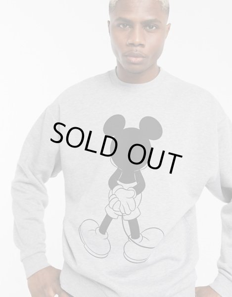 画像1: sweatshirt with Mickey Mouse chest print in grey marl　グレーマール ミッキーマウスチェストプリントスウェットプルオーバートレーナー　ユニセックス男女兼用　 (1)