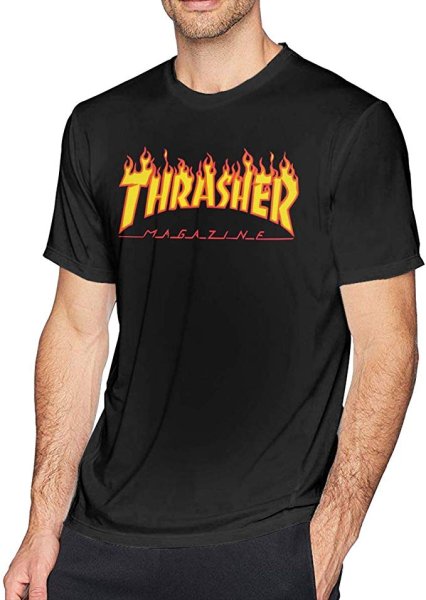 画像1: Thrasher Magazine Men's Shirt Girls Short Sleeve Flame Crew T-Shirt Classic TeeT　スラッシャーマガジンメンズ半袖Tシャツユニセックス男女兼用　 (1)