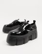 画像5: Men's lace up shoes in black patent faux leather with chunky platform sole loafers    パテントレザーレースアップシューズプラットフォームチャンキーソールローファー　 (5)