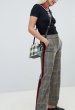 画像2: women's River Island straight leg trousers with side stripe in grey check　サイドストライプグレーチェック柄ストレートレッグパンツ (2)