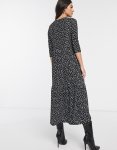 画像3:  Women's River Island long sleeve printed midi smock dress in black　長袖プリントミディスモックドレスワンピース　 (3)