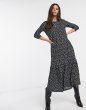 画像5:  Women's River Island long sleeve printed midi smock dress in black　長袖プリントミディスモックドレスワンピース　 (5)