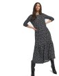 画像1:  Women's River Island long sleeve printed midi smock dress in black　長袖プリントミディスモックドレスワンピース　 (1)