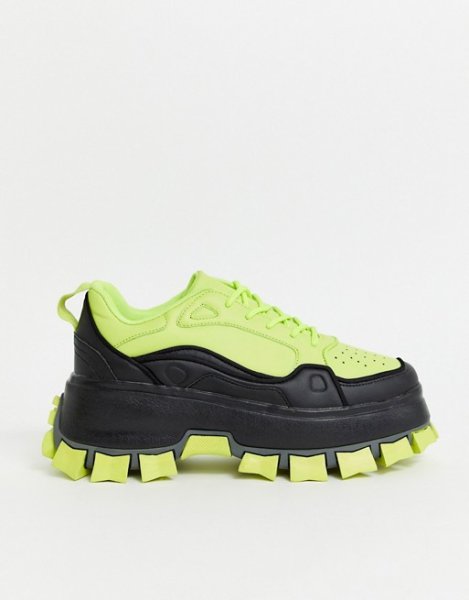 画像5:  trainers in neon with chunky sole　ネオンカラーレースアップチャンキーソールスニーカー (5)
