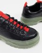 画像4: lace up shoes in black faux leather with glow in the dark chunky sole  レザーレースアップチャンキーソールスニーカー (4)