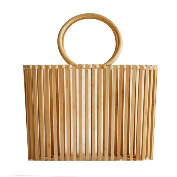 画像1: Woman’s  portable bamboo bag　portable bucket bag　ポータブルバンブートートバッグバケットバッグ (1)