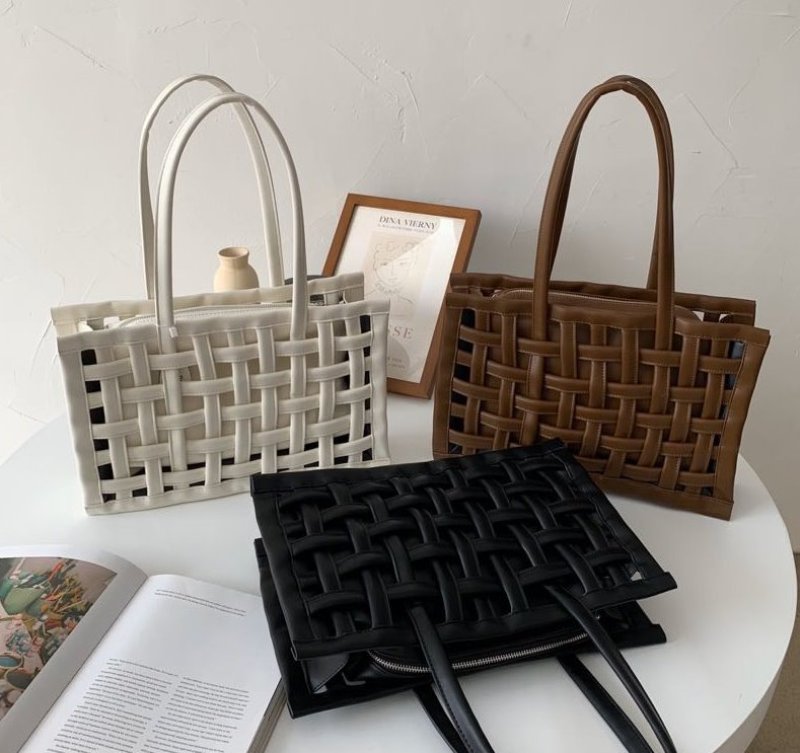 画像9: Woman’s personality retro weave underarmhand bag shoulder bag  メッシュトートショルダーバッグ フレンチバッグ (9)