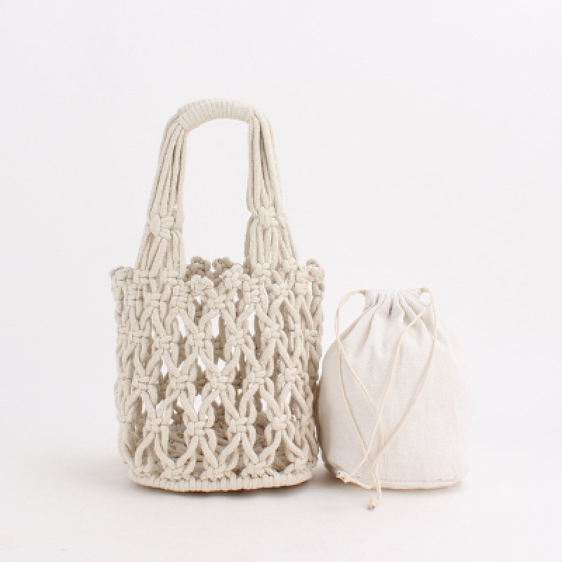 画像6: Woman’s  fishing net bag woven bag ポータブルコットンロープメッシュフィッシングトートバッグ フレンチバッグ (6)