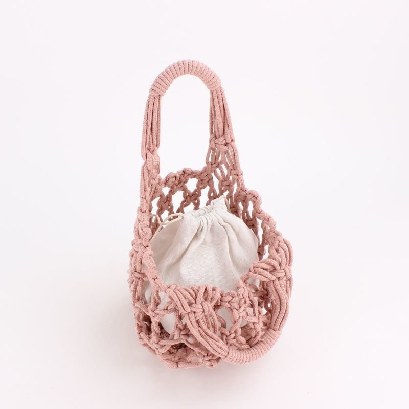 画像8: Woman’s  fishing net bag woven bag ポータブルコットンロープメッシュフィッシングトートバッグ フレンチバッグ (8)